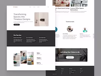 Creating Landing Page for Interior Design Studio