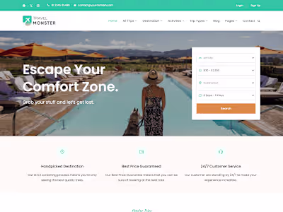 Travel agency website using WordPress CMS.