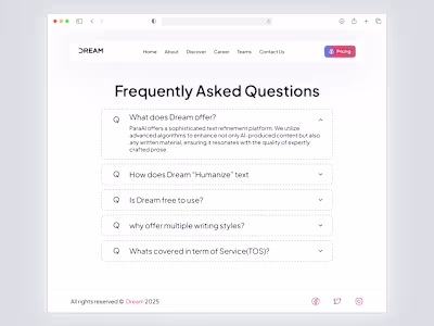 FAQs UI Design for Web and App