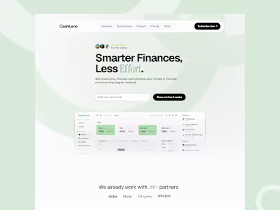 CashLens- Website UI/UX design, Landing page, ui ux