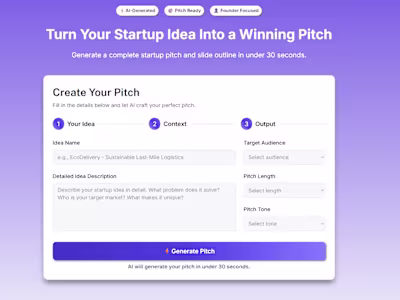 PitchPerfect AI is a web app built to help founders, makers,...