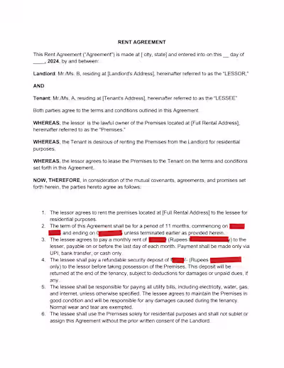 Rent agreement