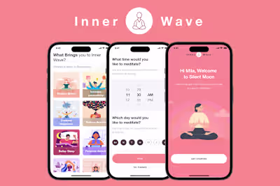 Meditation Wellbeing Mobile App Design - Inner Wave