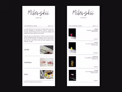 Mobile website for Milevskii coffee & bar
