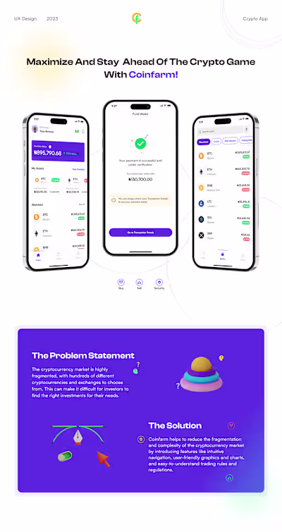 Coinfarm App Design (UX Case study)