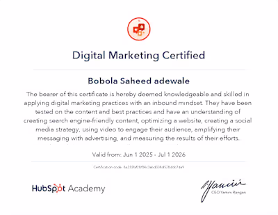 My Digital Marketing Certificate