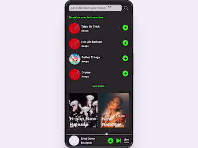 Searching Page For Streaming Music App