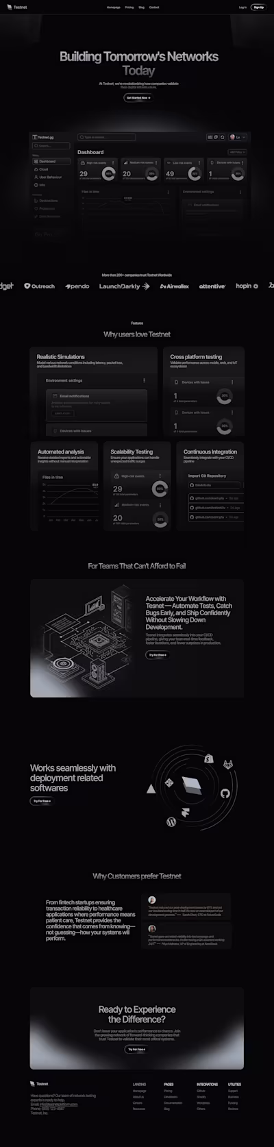 Testnet Startup Landing Page