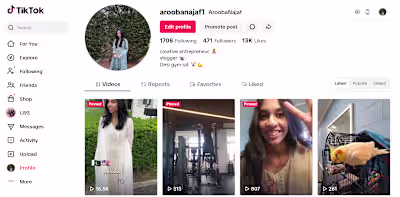 TikTok Specialist / @aroobanajaf1