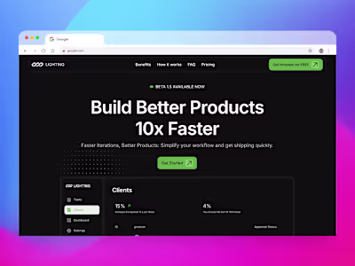 Lighting · Start-Up For a SaaS Framer Template