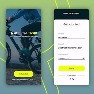 Sign Up page for sport application 🚴