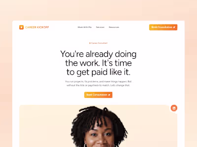 Web design project done in Framer for a career consultant