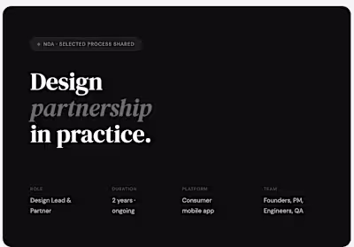 Founder Design Partner — Mobile App (NDA)