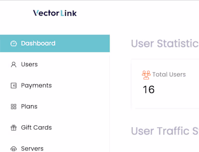 VectorLink Admin (Crypto based VPN Service)