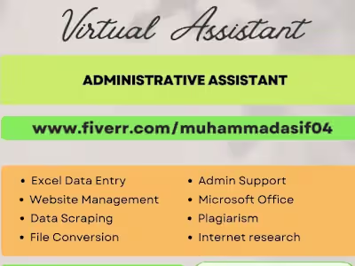 I will be your task administrative and data entry virtual assist
