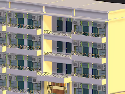 Modern Hostel Building 3D Model