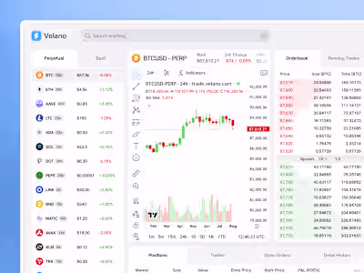 Velano Crypto Trading Dashboard Design