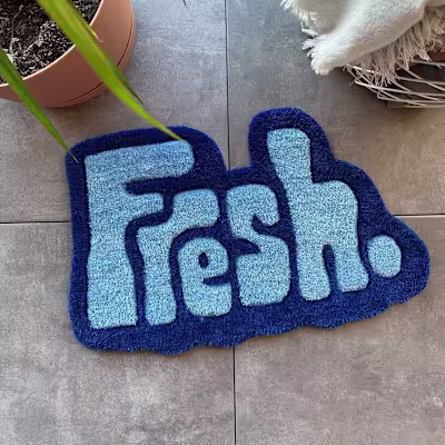 Blue Fresh Tufted Rug / Handmade / Home Decor