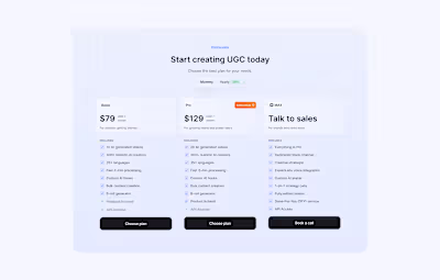 Pricing section