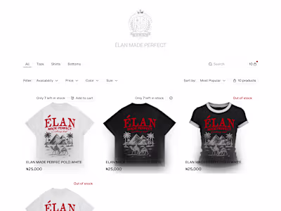 E-commerce Website Design for Elan Made Perfect