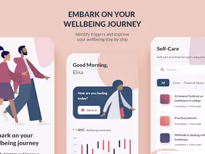 UI design of a wellbeing app