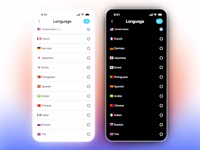 Language Selection UI – Minimal & Clean