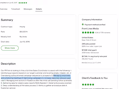 Outbound Sales Coordinator: Outbound emails, Identify prospects