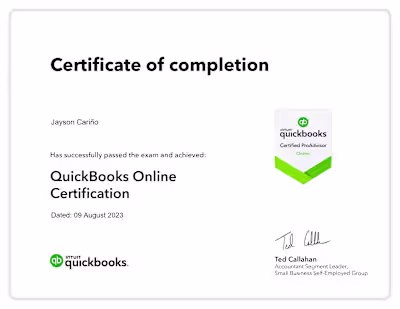 Certified Quickbooks ProAdvisor