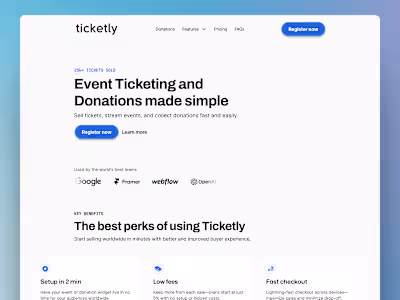 Ticketly - SaaS landing page