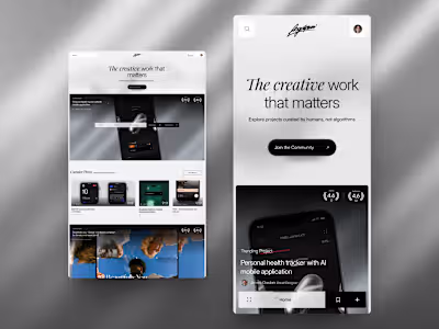 Curated designs community - Website.