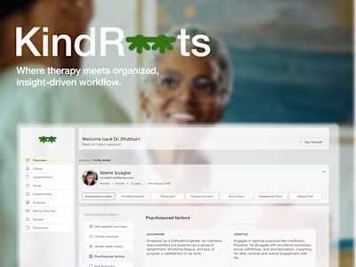 KindRoots Therapist Webapp Design 