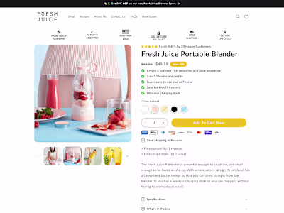 High-Converting Shopify Product Page - Portable Blender