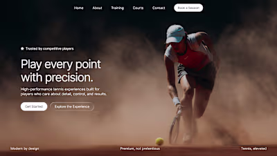 Hero section for a performance-driven tennis training platfo...