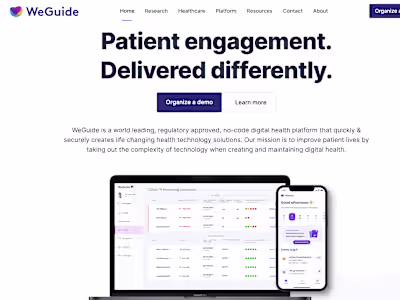 WeGuide - the world leading, no code, digital health platform.