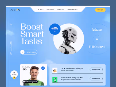 AI Task Assistant Website Landing Page Design