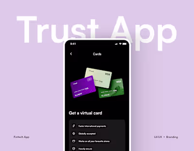 Trust App | Fintech | UI/UX | Mobile App | 9:41 :: Behance