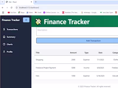 Finance Tracker Development