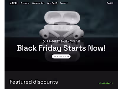 Zach accessories landing page design 