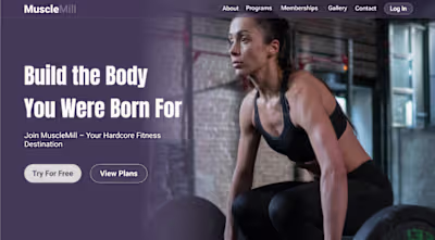 MuscleMill Fitness Website Hero Section Design