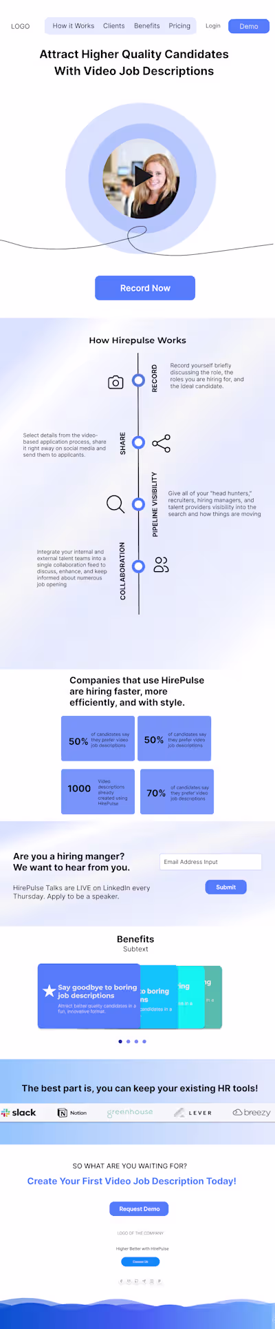Hirepulse - Landing page design
