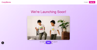 CozyWares Kids Apparel Landing Page Design