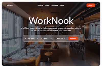 WorkNook Landing Page Design