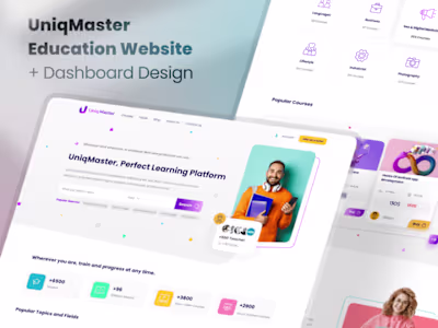 UniqMaster Online Education Website + 2 Dashboards UI/UX Design