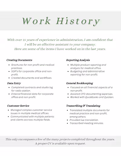 Work History Summary