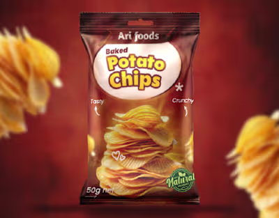 A package design for arifoods baked potato chips