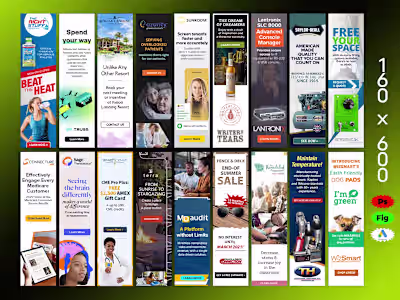 Google Ads, Static and Animated 160x600 dimension sample works