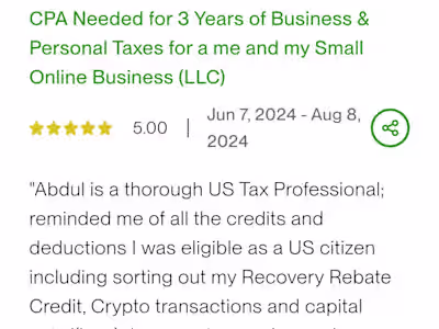 CPA Needed for 3 Years of Business & Personal Taxes