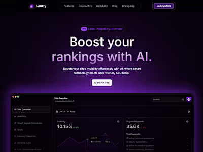 Rankly - AI Seo Tool - Landing Page - Personal Project