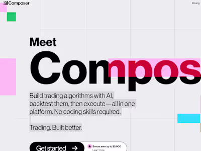 composer tradeProducts Platform Landing Page UI/UX Design