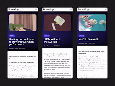 BoomPop: Blog + Editorial Content
